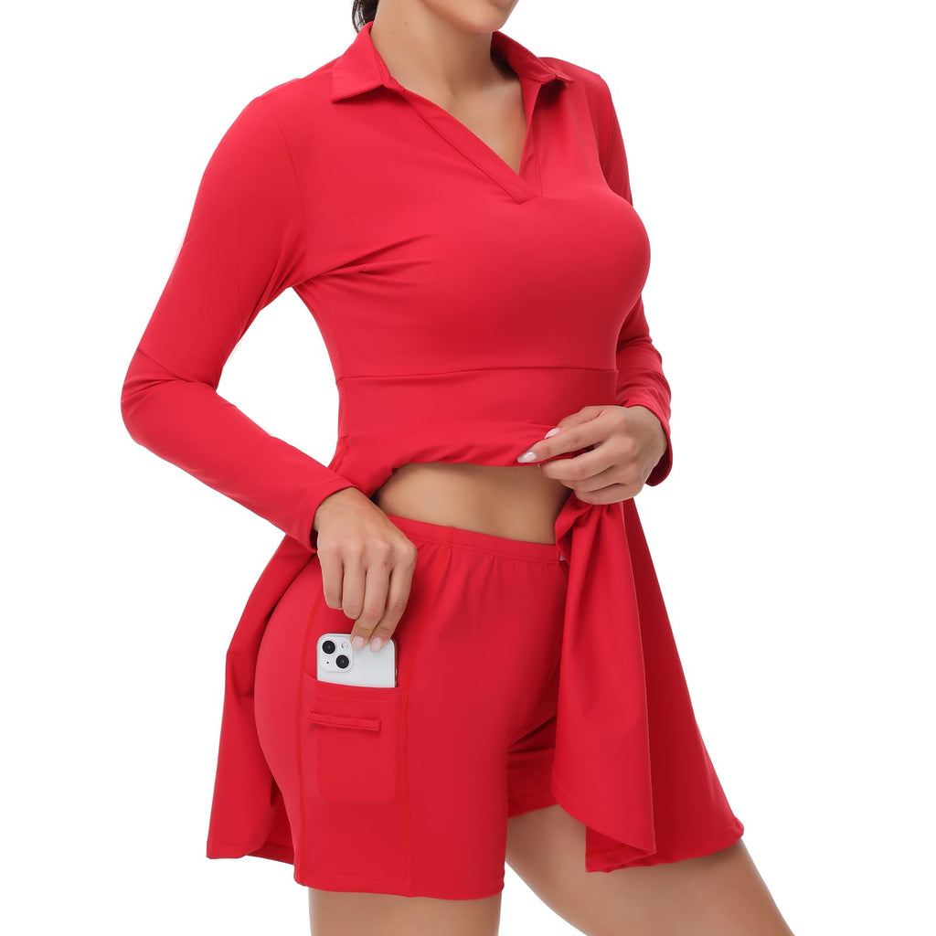Cute Golf Tennis Dress Workout Athletic Dresses for Women with Shorts Pockets 2 Piece Sets Outfits Summer Clothes