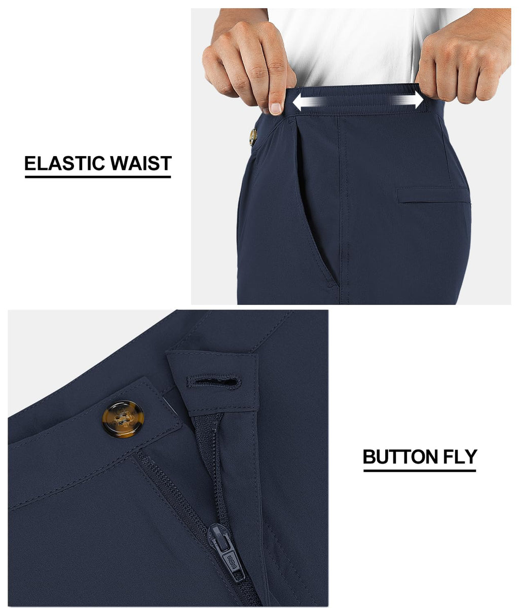 33,000ft Mens Golf Shorts 9 inch Inseam Quick Dry Elastic Waist Classic-Fit Drawstring Dress Shorts Hiking Fishing Business