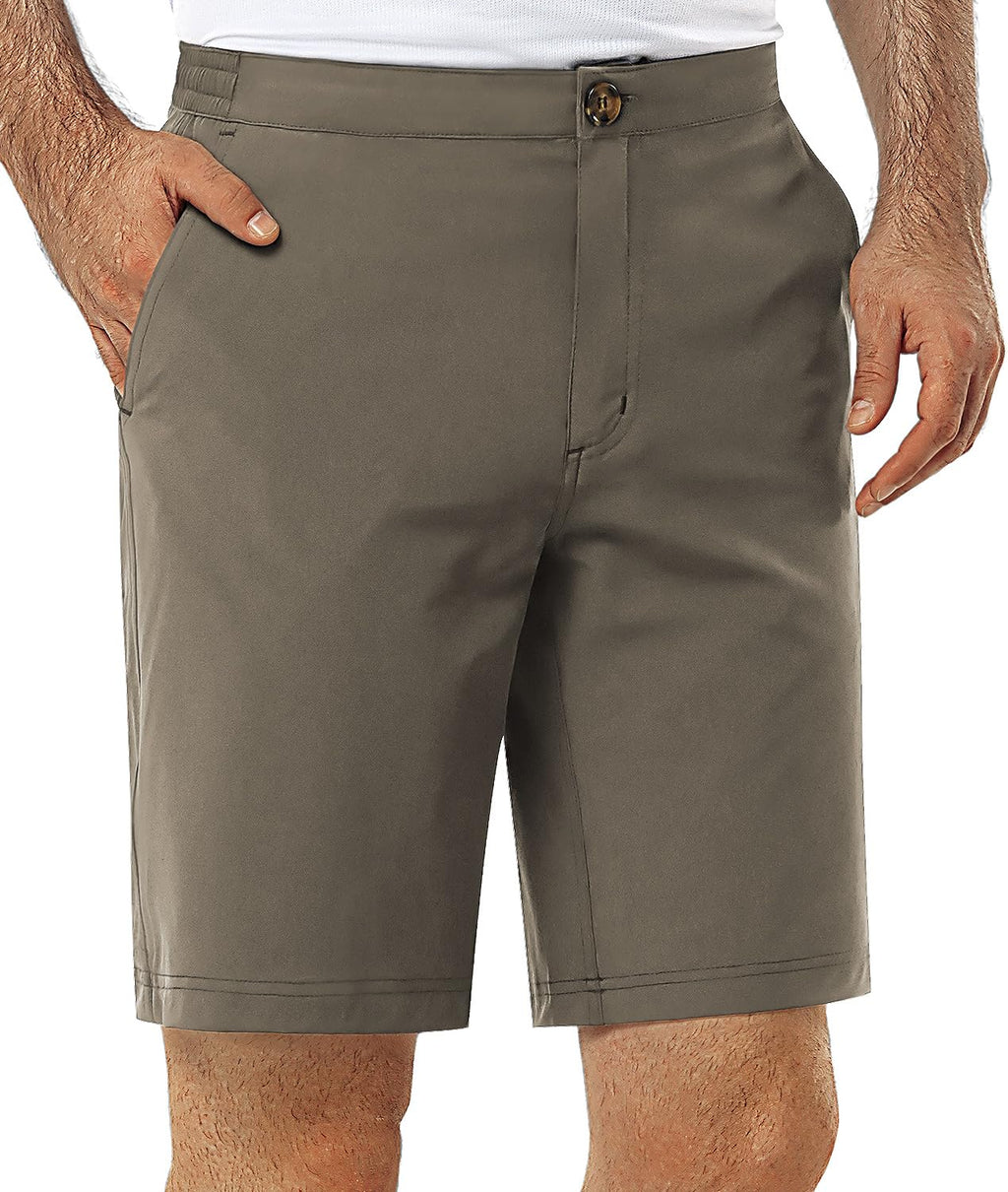 33,000ft Mens Golf Shorts 9 inch Inseam Quick Dry Elastic Waist Classic-Fit Drawstring Dress Shorts Hiking Fishing Business