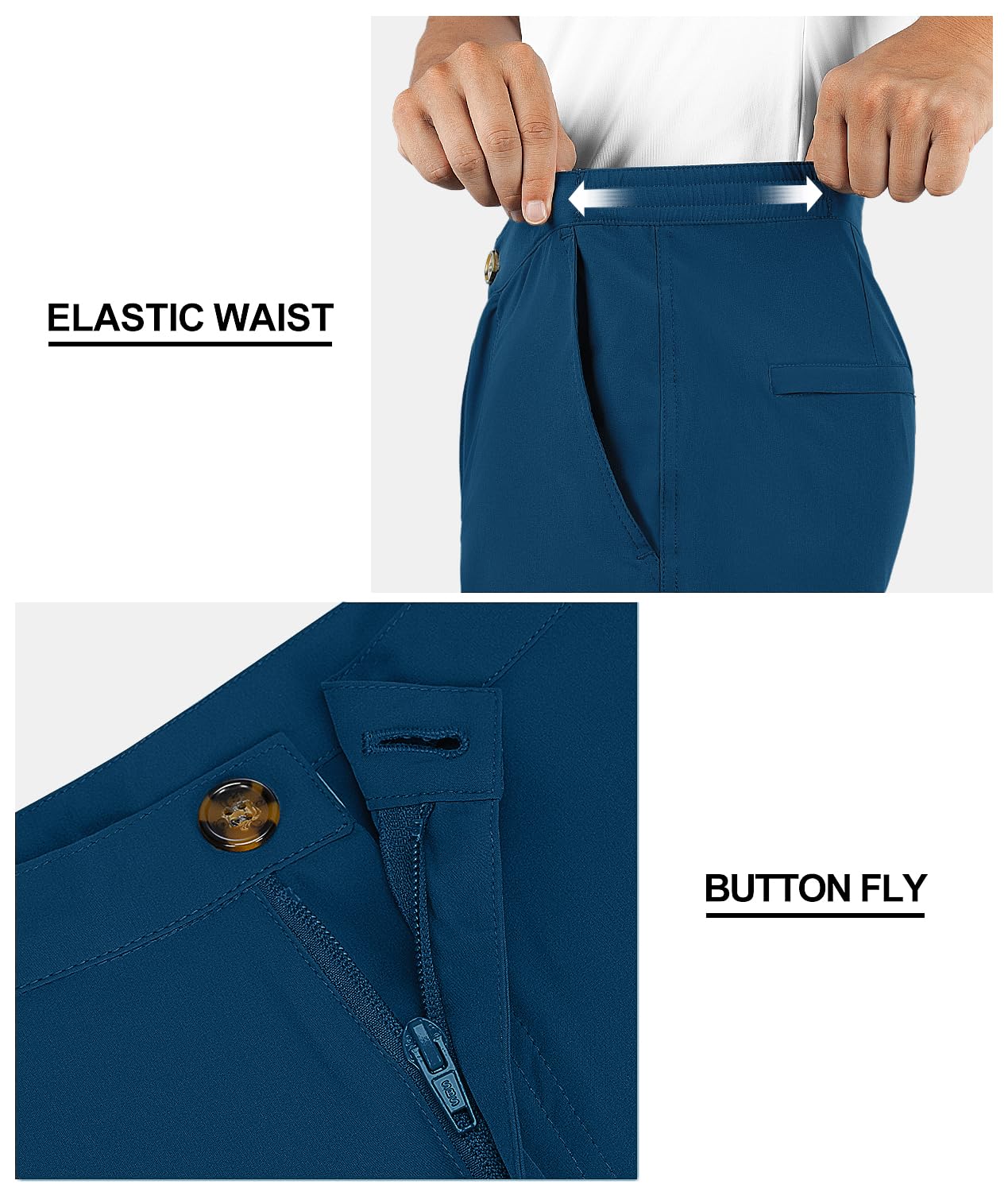 33,000ft Mens Golf Shorts 9 inch Inseam Quick Dry Elastic Waist Classic-Fit Drawstring Dress Shorts Hiking Fishing Business