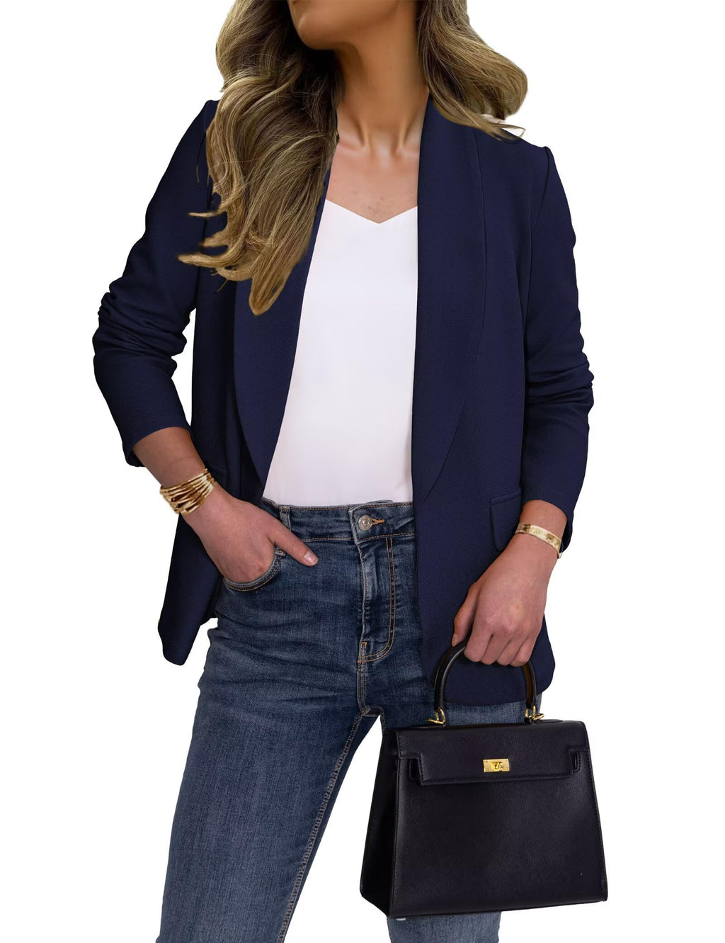 Ahlaray Women's Blazer Business Casual Lapel Collar Long Sleeve Open Front Work Office Suit Jackets Blazer, S-XL
