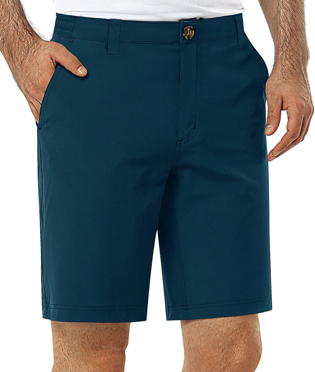 33,000ft Mens Golf Shorts 9 inch Inseam Quick Dry Elastic Waist Classic-Fit Drawstring Dress Shorts Hiking Fishing Business