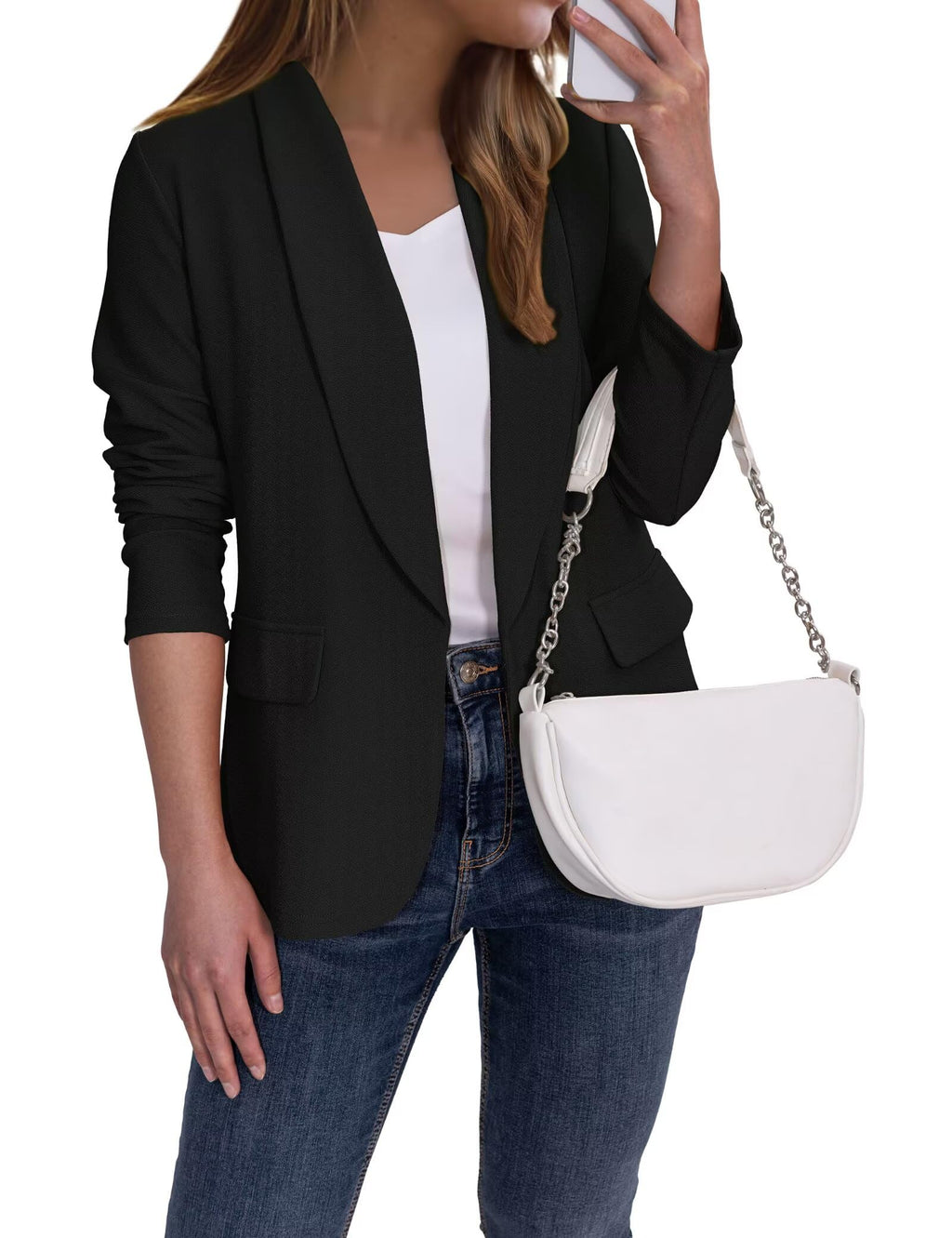 Ahlaray Women's Blazer Business Casual Lapel Collar Long Sleeve Open Front Work Office Suit Jackets Blazer, S-XL