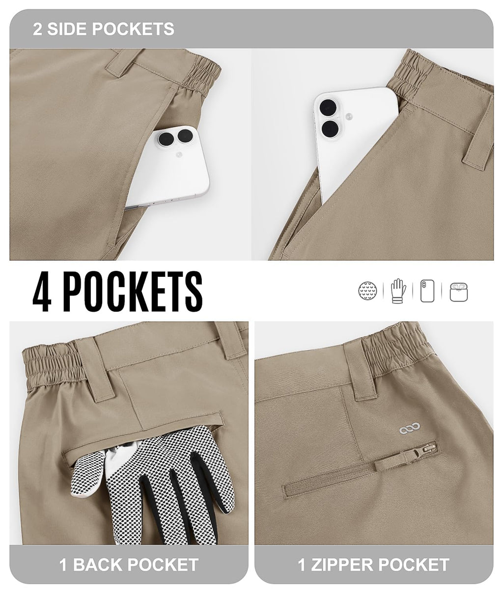 33,000ft Mens Golf Shorts 9 inch Inseam Quick Dry Elastic Waist Classic-Fit Drawstring Dress Shorts Hiking Fishing Business