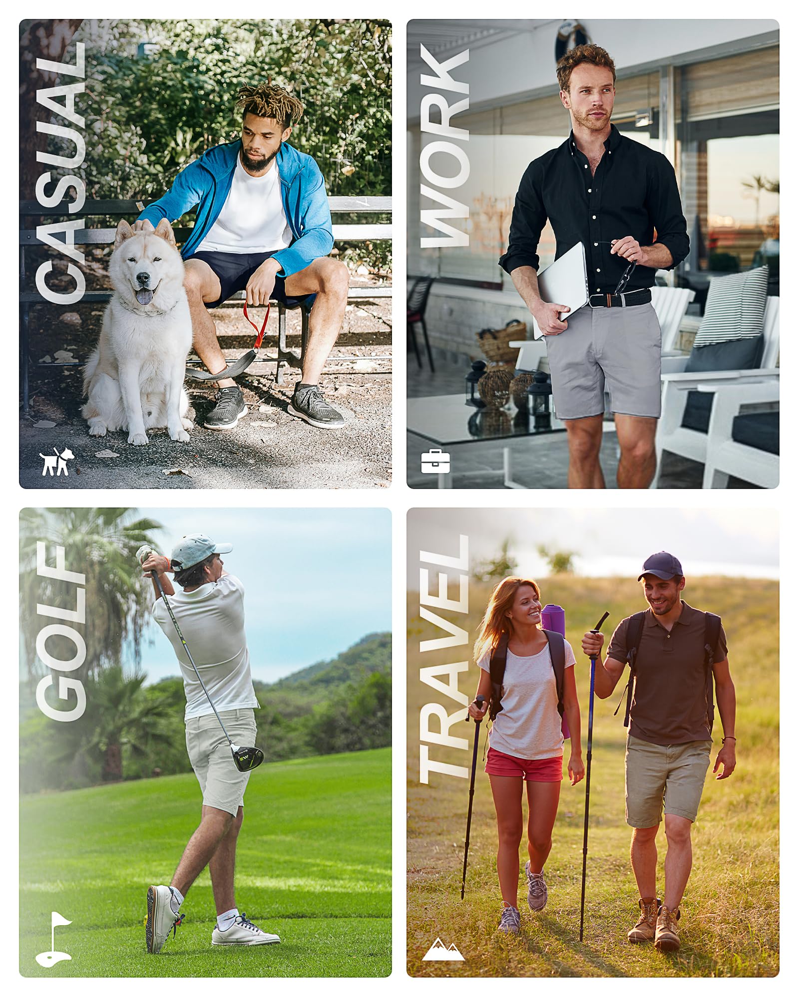 33,000ft Mens Golf Shorts 9 inch Inseam Quick Dry Elastic Waist Classic-Fit Drawstring Dress Shorts Hiking Fishing Business