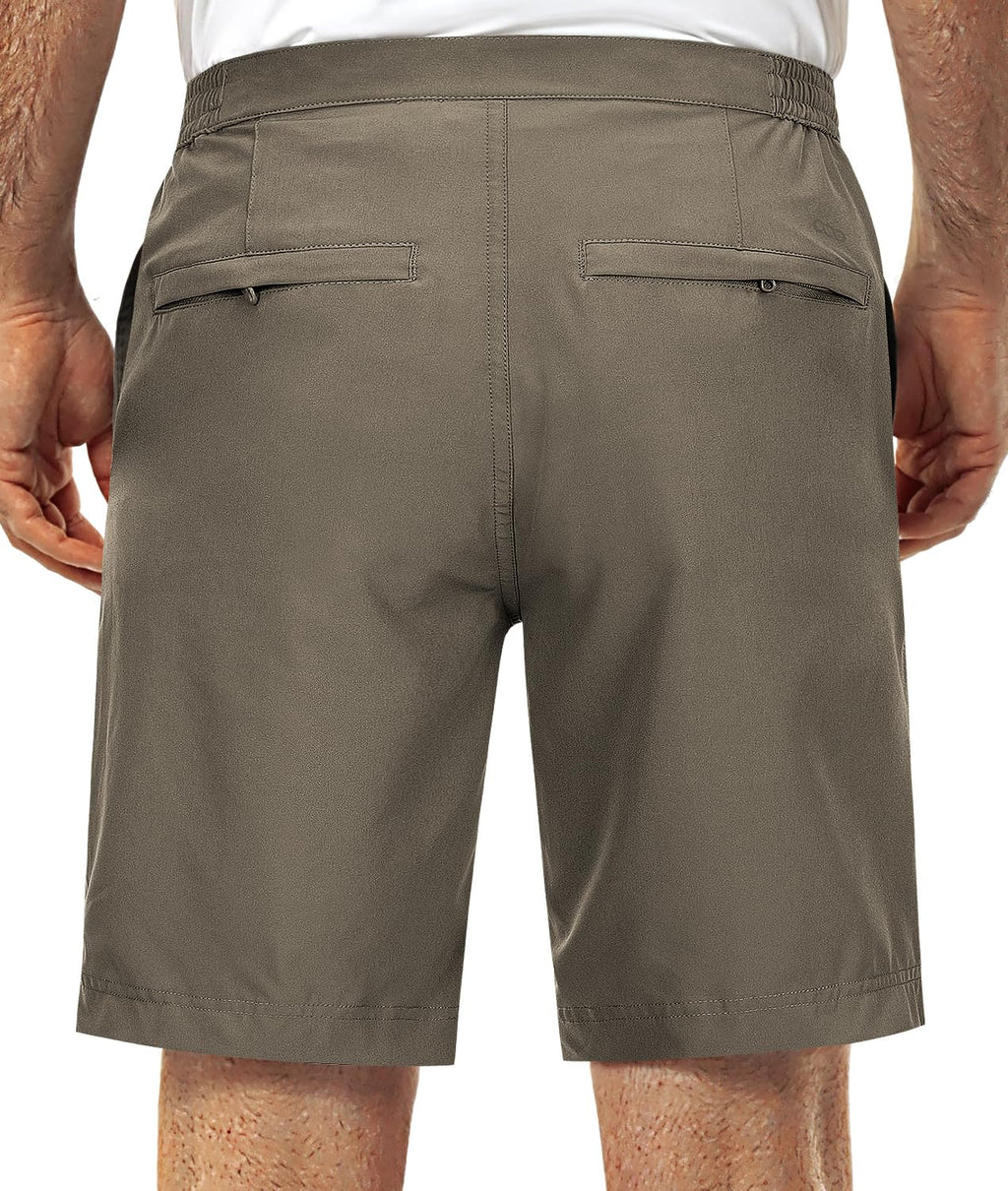 33,000ft Mens Golf Shorts 9 inch Inseam Quick Dry Elastic Waist Classic-Fit Drawstring Dress Shorts Hiking Fishing Business