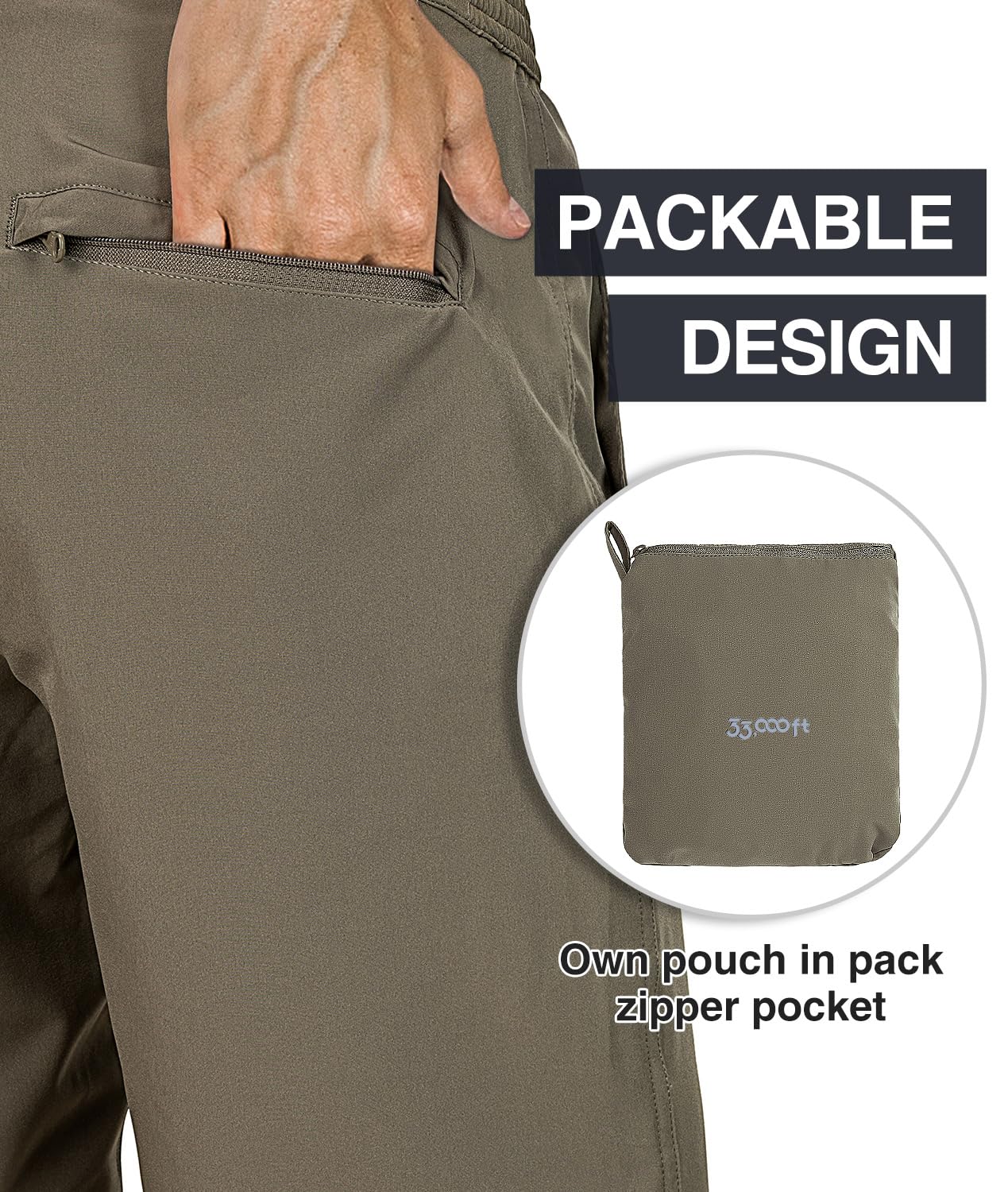 33,000ft Mens Golf Shorts 9 inch Inseam Quick Dry Elastic Waist Classic-Fit Drawstring Dress Shorts Hiking Fishing Business