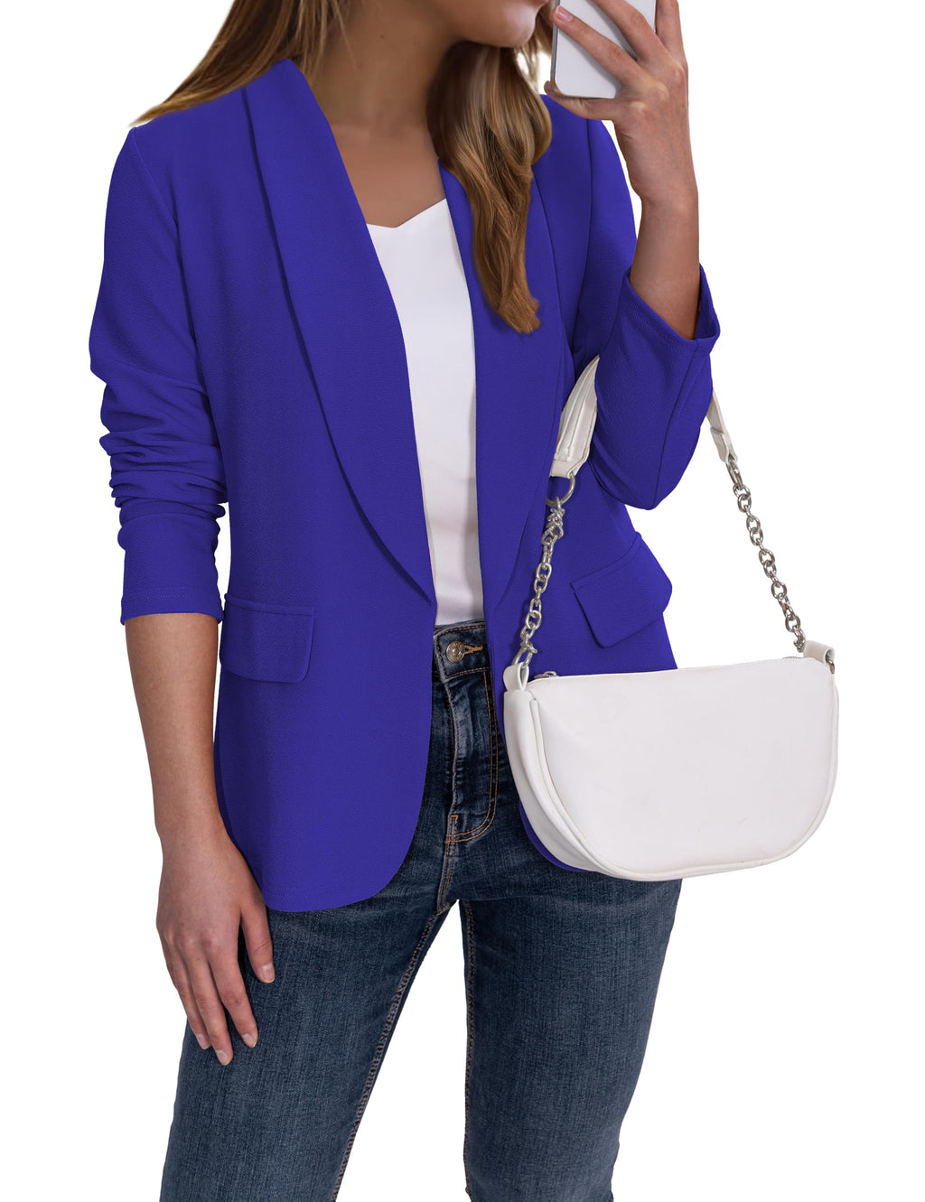 Ahlaray Women's Blazer Business Casual Lapel Collar Long Sleeve Open Front Work Office Suit Jackets Blazer, S-XL